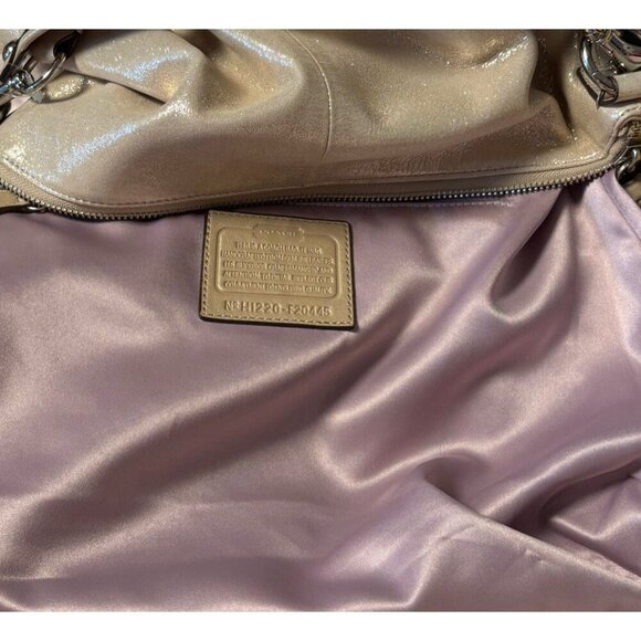 Coach Poppy 2-Way Metallic Shoulder Handbag Purse Tote, Oversized Travel Casual - Picture 6 of 6